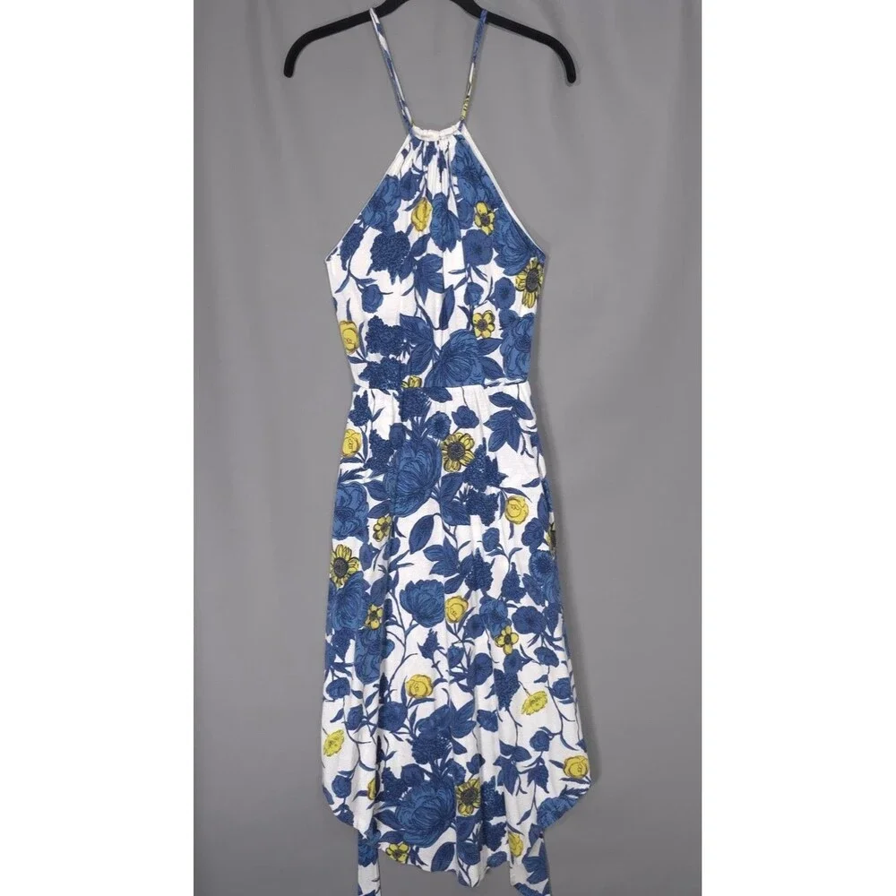 PATAGONIA Floral Halter Long Dress Organic Organic Cotton Tencel Tie Waist Small - Picture 5 of 6